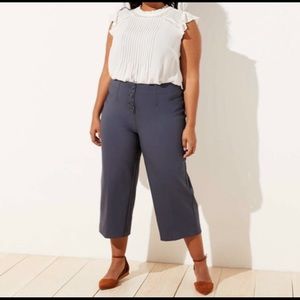 Loft Plus wide leg button front crop pant
